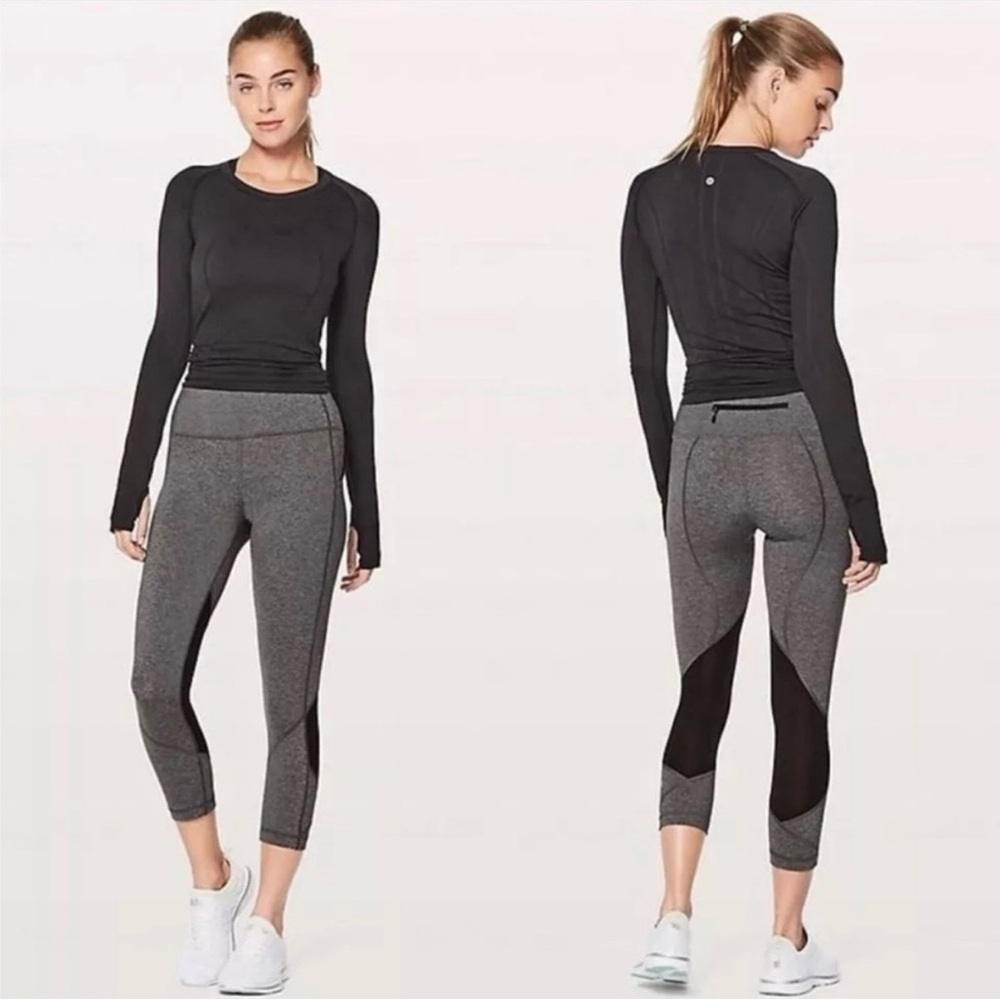 LULULEMON Women's Pace Rival HR Crop 22” Grey & Black Leggings, size 8